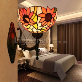 8 Inch European Stained Glass Sunflower Style Wall Light