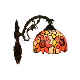 8 Inch European Stained Glass Sunflower Style Wall Light