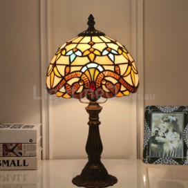 8 Inch European Stained Glass Baroque Style Table Lamp