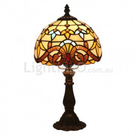 8 Inch European Stained Glass Baroque Style Table Lamp