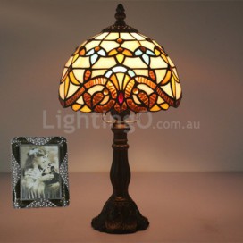 8 Inch European Stained Glass Baroque Style Table Lamp