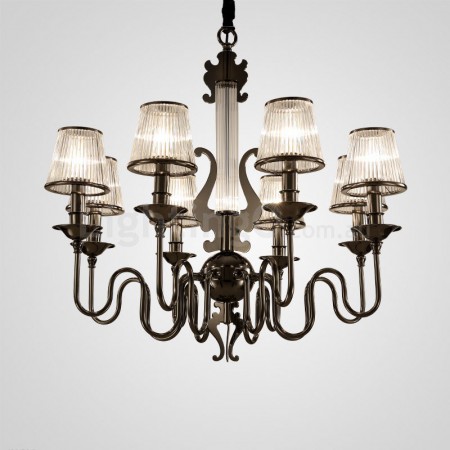 15 Light Modern / Contemporary Steel Chandelier with Acrylic Shade