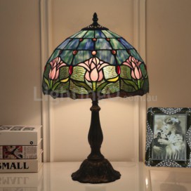 12 Inch European Stained Glass Tulip Style Table Lamp