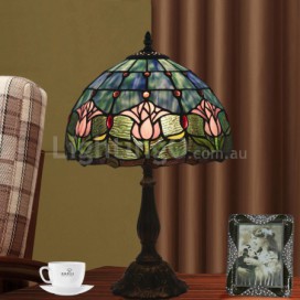 12 Inch European Stained Glass Tulip Style Table Lamp