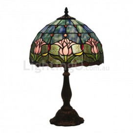 12 Inch European Stained Glass Tulip Style Table Lamp