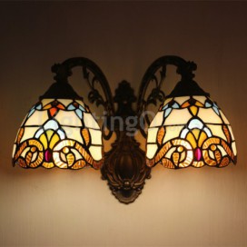 6 Inch 2 Light European Stained Glass Wall Light