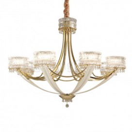 8 Light Modern / Contemporary Steel Chandelier with Crystal Shade