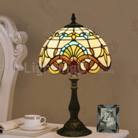 10 Inch European Stained Glass Baroque Style Table Lamp