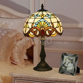 10 Inch European Stained Glass Baroque Style Table Lamp