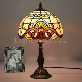 10 Inch European Stained Glass Baroque Style Table Lamp