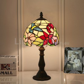 8 Inch European Stained Glass Hummingbird Style Table Lamp