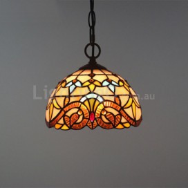 12 Inch European Stained Glass Baroque Style Pendant Light