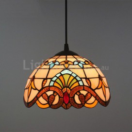 12 Inch European Stained Glass Baroque Style Pendant Light
