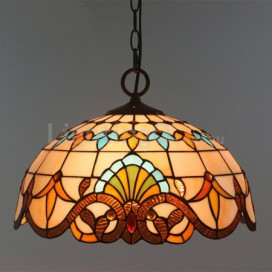 12 Inch European Stained Glass Baroque Style Pendant Light