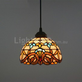 12 Inch European Stained Glass Baroque Style Pendant Light