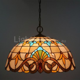 12 Inch European Stained Glass Baroque Style Pendant Light