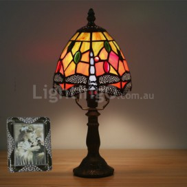 6 Inch European Stained Glass Dragonfly Style Table Lamp