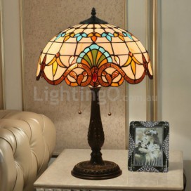 16 Inch European Stained Glass Baroque Style Table Lamp