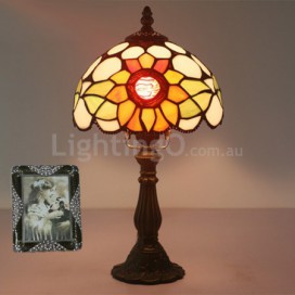 8 Inch European Stained Glass Sunflower Style Table Lamp