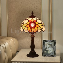 8 Inch European Stained Glass Sunflower Style Table Lamp