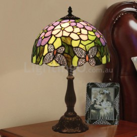 12 Inch European Stained Glass Butterfly Style Table Lamp