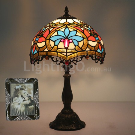 12 Inch European Stained Glass Baroque Style Table Lamp