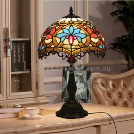 12 Inch European Stained Glass Baroque Style Table Lamp