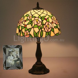 12 Inch European Stained Glass Rose Style Table Lamp