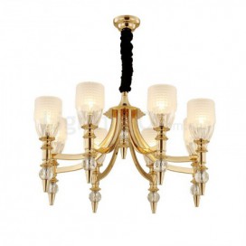 Mediterranean 8 Light Steel Chandelier with Glass Shade