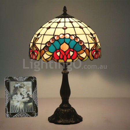 12 Inch European Stained Glass Baroque Style Table Lamp