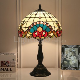 12 Inch European Stained Glass Baroque Style Table Lamp