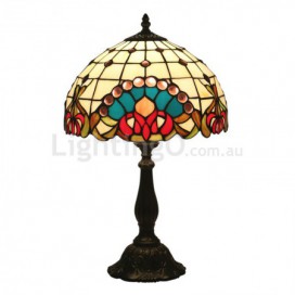 12 Inch European Stained Glass Baroque Style Table Lamp