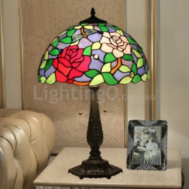 16 Inch Rural Stained Glass Dragonfly Style Table Lamp