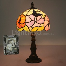 8 Inch European Stained Glass Butterfly Style Table Lamp