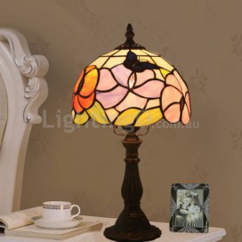 8 Inch European Stained Glass Butterfly Style Table Lamp