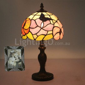 8 Inch European Stained Glass Butterfly Style Table Lamp