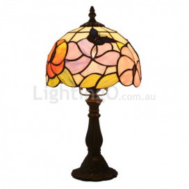 8 Inch European Stained Glass Butterfly Style Table Lamp