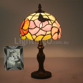 8 Inch European Stained Glass Butterfly Style Table Lamp