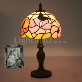 8 Inch European Stained Glass Butterfly Style Table Lamp