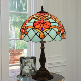 12 Inch European Stained Glass Mediterranean Style Table Lamp