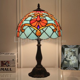 12 Inch European Stained Glass Mediterranean Style Table Lamp