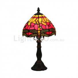 8 Inch European Stained Glass Dragonfly Style Table Lamp