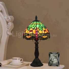 8 Inch European Stained Glass Dragonfly Style Table Lamp