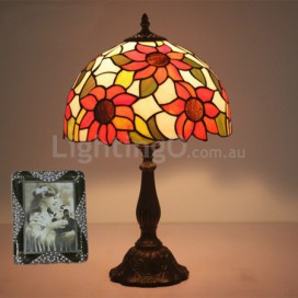 12 Inch Rural Stained Glass Sunflower Style Table Lamp