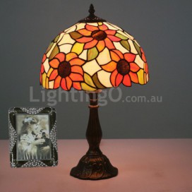 12 Inch Rural Stained Glass Sunflower Style Table Lamp