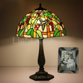 16 Inch European Stained Glass Hummingbird Style Table Lamp