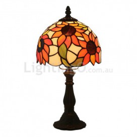 8 Inch Rural Stained Glass Sunflower Style Table Lamp