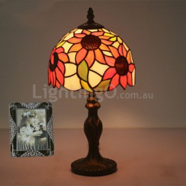 8 Inch Rural Stained Glass Sunflower Style Table Lamp