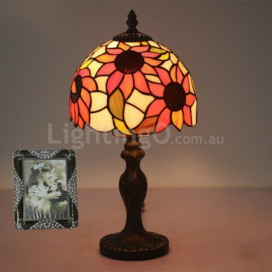 8 Inch Rural Stained Glass Sunflower Style Table Lamp