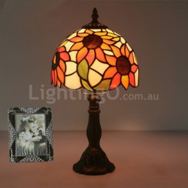 8 Inch Rural Stained Glass Sunflower Style Table Lamp